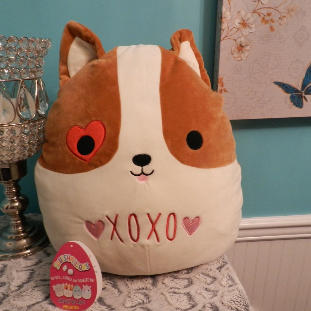 Squishmallows 16 Reginald Corgi Valentine Heart Eye Plush 2020 Kellytoy HTF